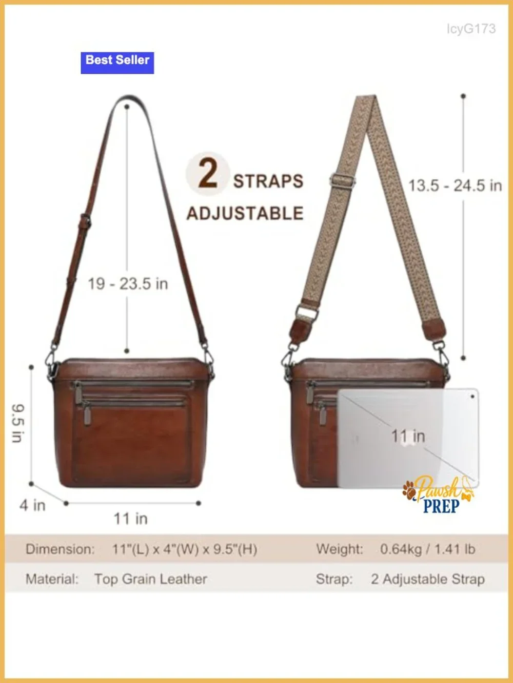 Genuine Leather Crossbody Bag Women Satchel Purse with Multiple Pockets